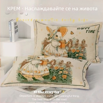 Памучна жакардова калъфка за възглавница с копчета, единична калъфка