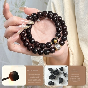 Гривна Bodhi корен мъниста, двойно кръгла ромбова форма, полирана повърхност, природен стил, унисекс, 40 броя