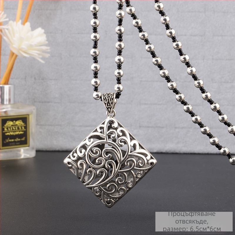 Пуловерна верига, дълга огърлица с ресни висулка, ретро етно стил