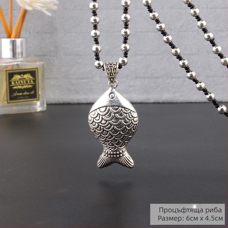 Пуловерна верига, дълга огърлица с ресни висулка, ретро етно стил