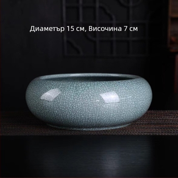 Голяма кръгла непорозна керамична хидропонна саксия за цветя
