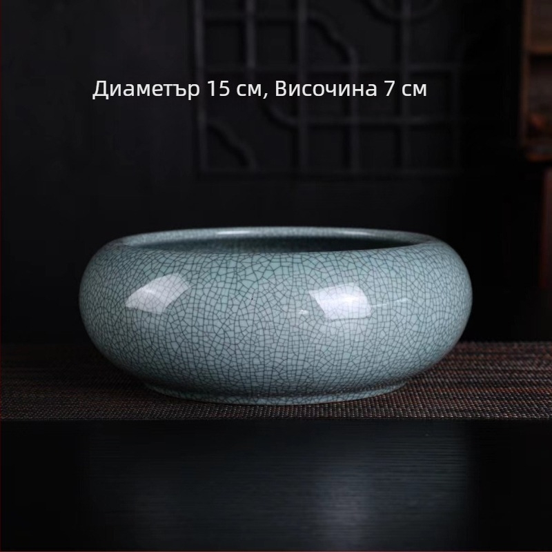 Голяма кръгла непорозна керамична хидропонна саксия за цветя