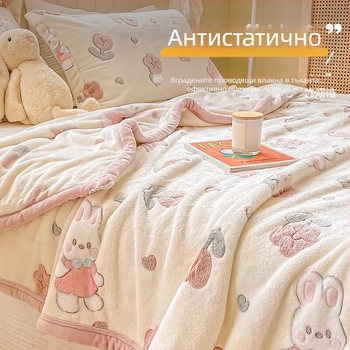 Одеяло от коралов флис LIFE HOME; полиестерно влакно; тегло 1000 г; сезон пролет-есен; модел: растения и цветя