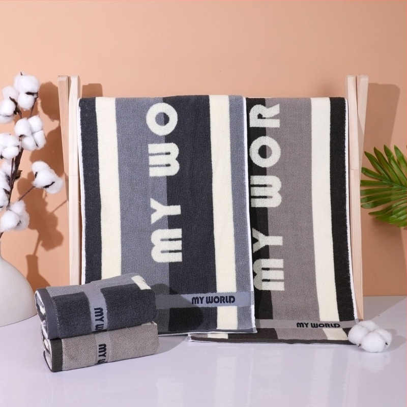 Памучна кърпа за лице за възрастни, плътна и абсорбираща, 32s нишки, тегло 100–120 г, хеминг и жакард, персонализиране с лого