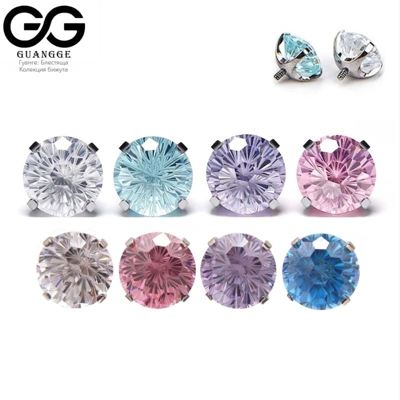 Ушни пирони от титиева сплав с циркониев кристал | унисекс, минималистичен стил, обработка: циркония