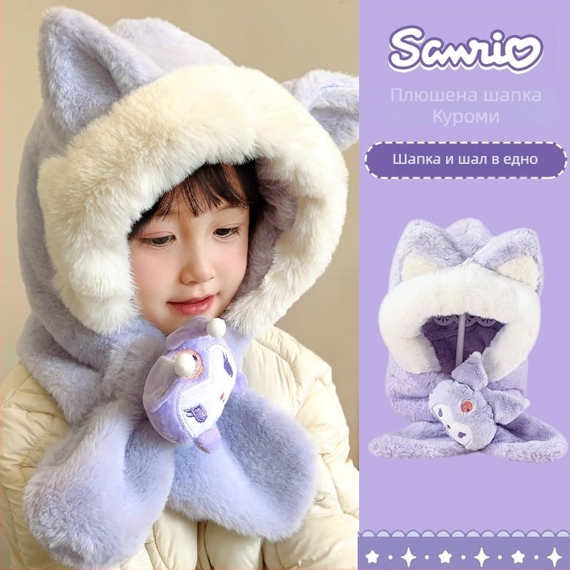 Кашмирена плетена шапка за деца, топла и ветроустойчива, сладък карикатурен стил, зимно облекло