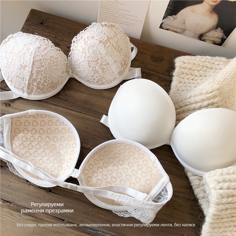 Без презрамки, без гръб, невидим push-up сутиен с чашка 3/4 и метален пръстен