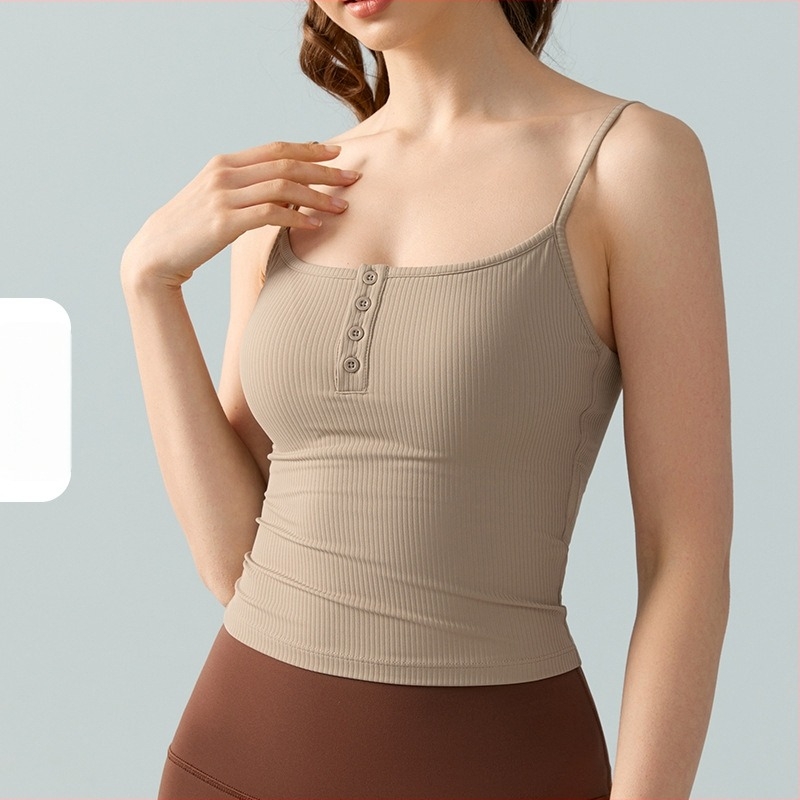 Йога потник за външно носене с подплата за бюст, дишащ, 78% найлон, 22% спандекс, сезон пролет-лято 2024