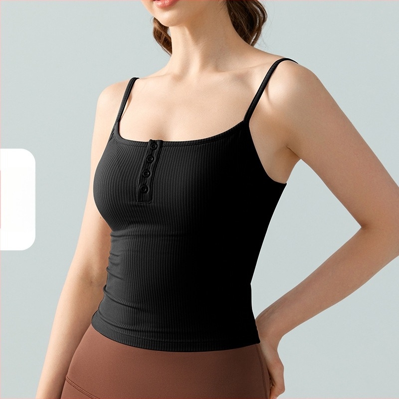 Йога потник за външно носене с подплата за бюст, дишащ, 78% найлон, 22% спандекс, сезон пролет-лято 2024