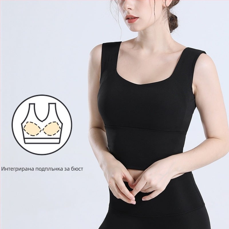 Спортен сутиен за жени с анти-увисване и защита при бягане, оформящ гръб, еднослойна конструкция, пълна чашка, чашка със средна форма, фиксирани двойни презрамки, предна закопчалка, подходящ за бягане, фитнес и йога