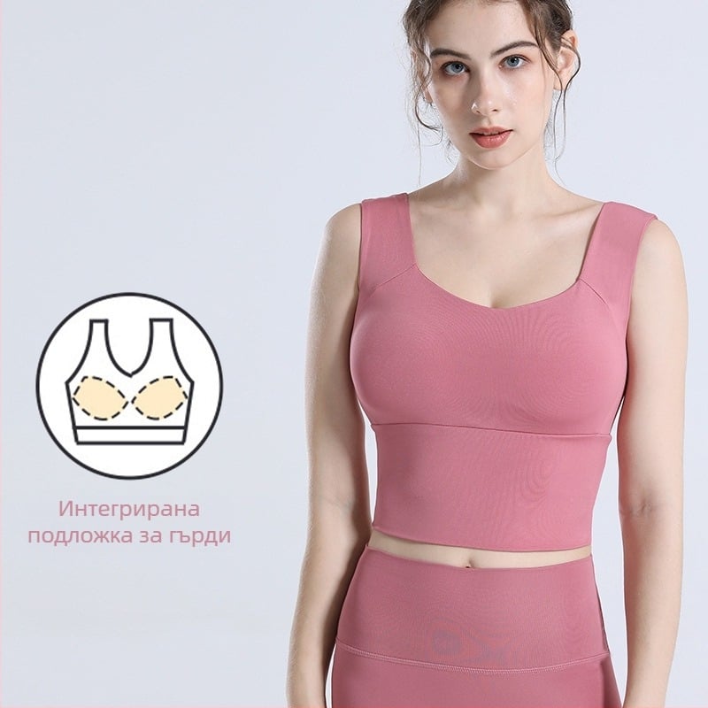 Спортен сутиен за жени с анти-увисване и защита при бягане, оформящ гръб, еднослойна конструкция, пълна чашка, чашка със средна форма, фиксирани двойни презрамки, предна закопчалка, подходящ за бягане, фитнес и йога