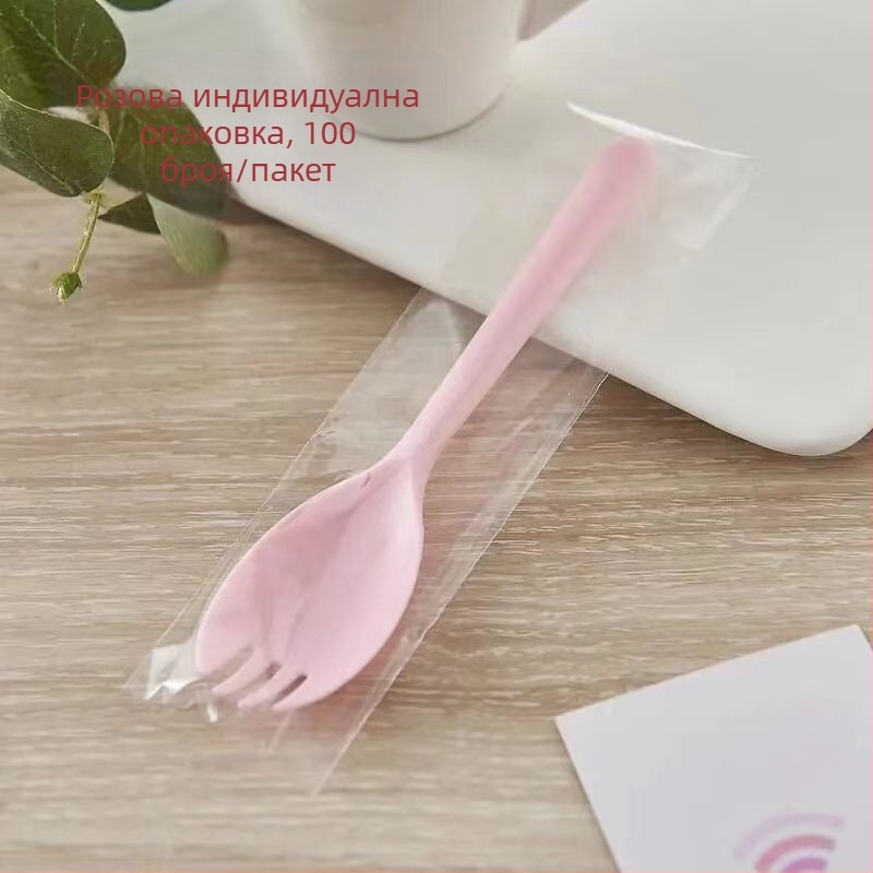 Еднократни лъжички и вилици с дълги дръжки, индивидуално опаковани, за барбекю, би-бимап, десерти и плодови лъжички — PP материал; Марка Unique; Функция: Други; Пускане на пазара: Други