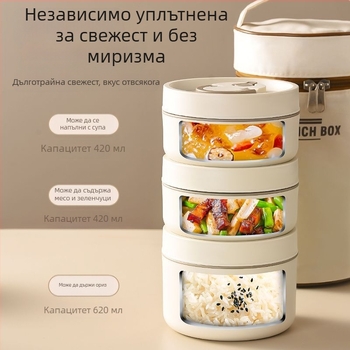 Кутия за обяд от неръждаема стомана, термоизолирана, кръгла, водонепропусклива, 501-800 мл, еднослойна