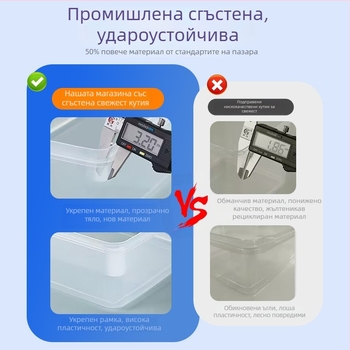 Crisper кутия за храна, прозрачна пластмасова, правоъгълна форма, запазва храната топла, неподходяща за микровълнова печка