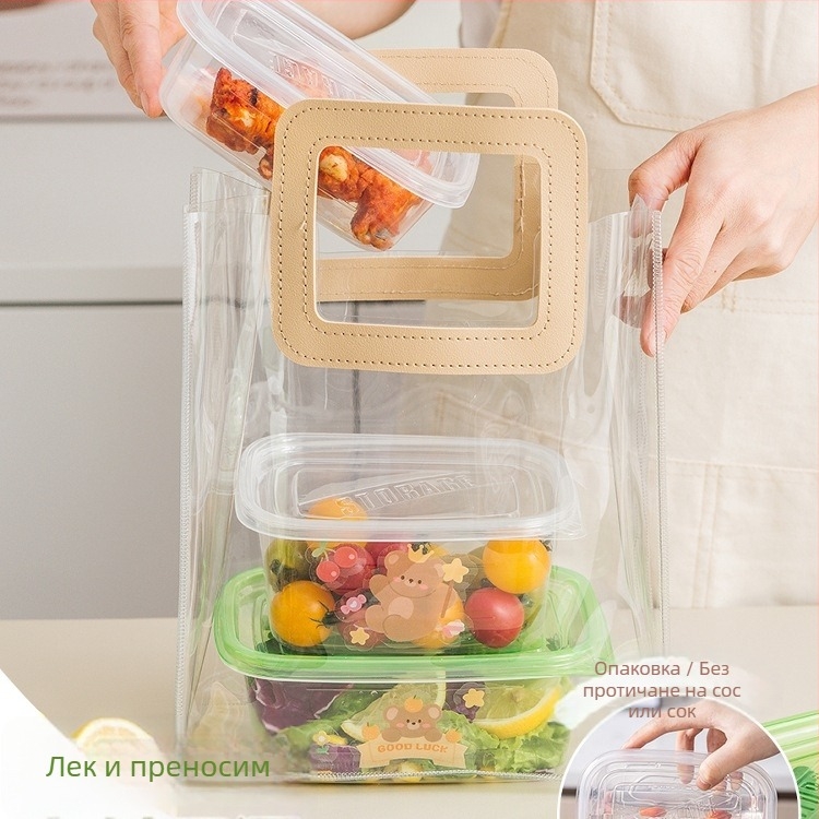 Еднократна PP кутия за обяд с купа и палички за хранене, хранителен клас, биоразградима, за офис употреба