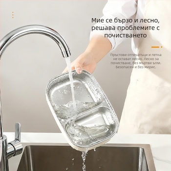 Lexi Неръждаема стомана – разделена кутия за обяд, запечатана и непропусклива, годна за микровълнова, обем 1–2 л