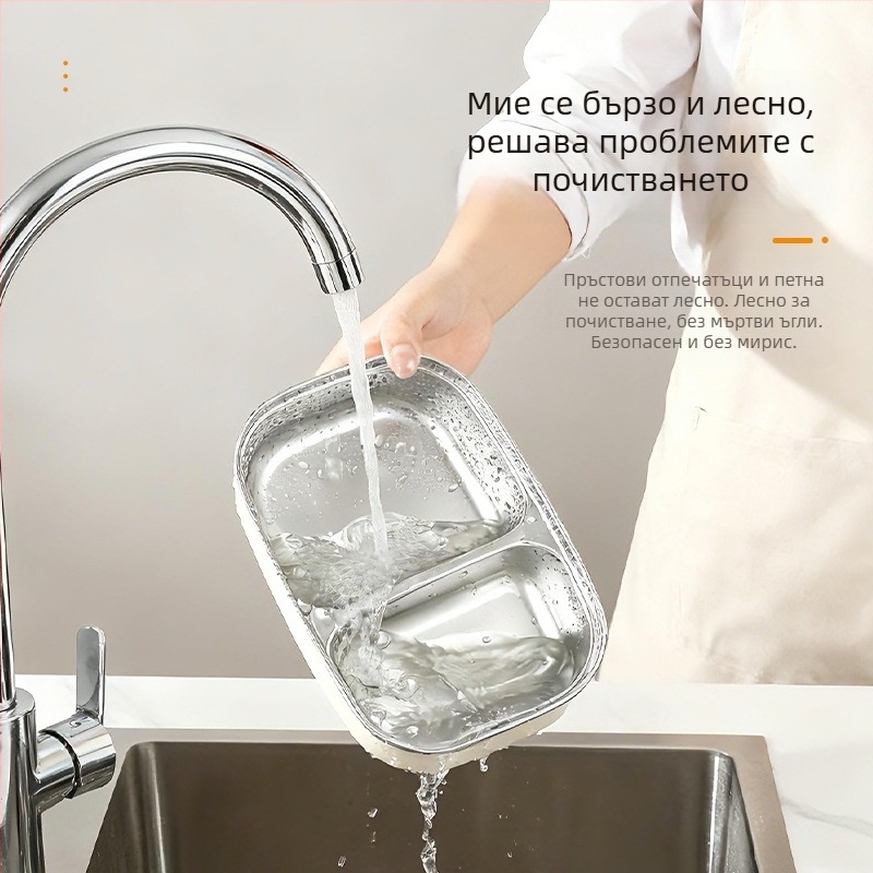 Lexi Неръждаема стомана – разделена кутия за обяд, запечатана и непропусклива, годна за микровълнова, обем 1–2 л