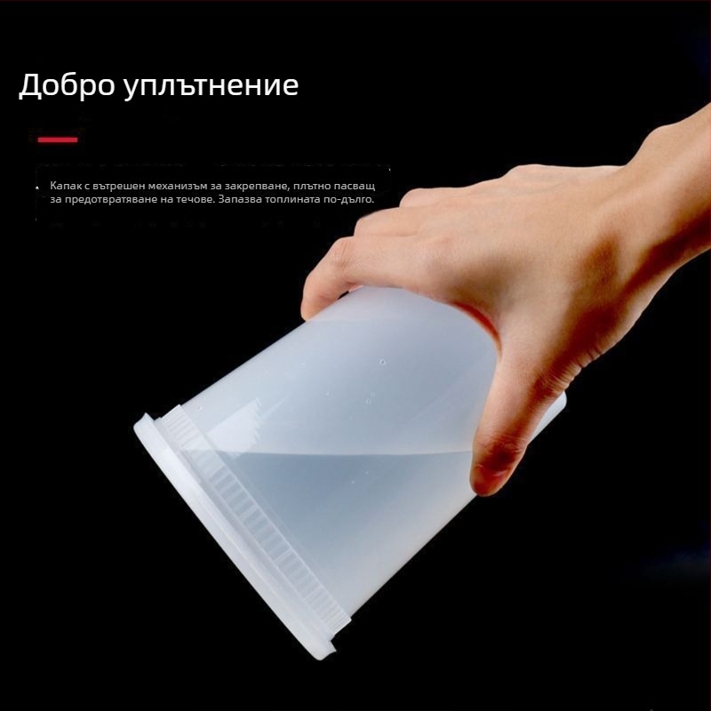 Еднократна купа за супа с уплътнение и капак, плътна пластмаса, кръгла, подходяща за микровълнова, възможност за лого, пакет от 240 бр.