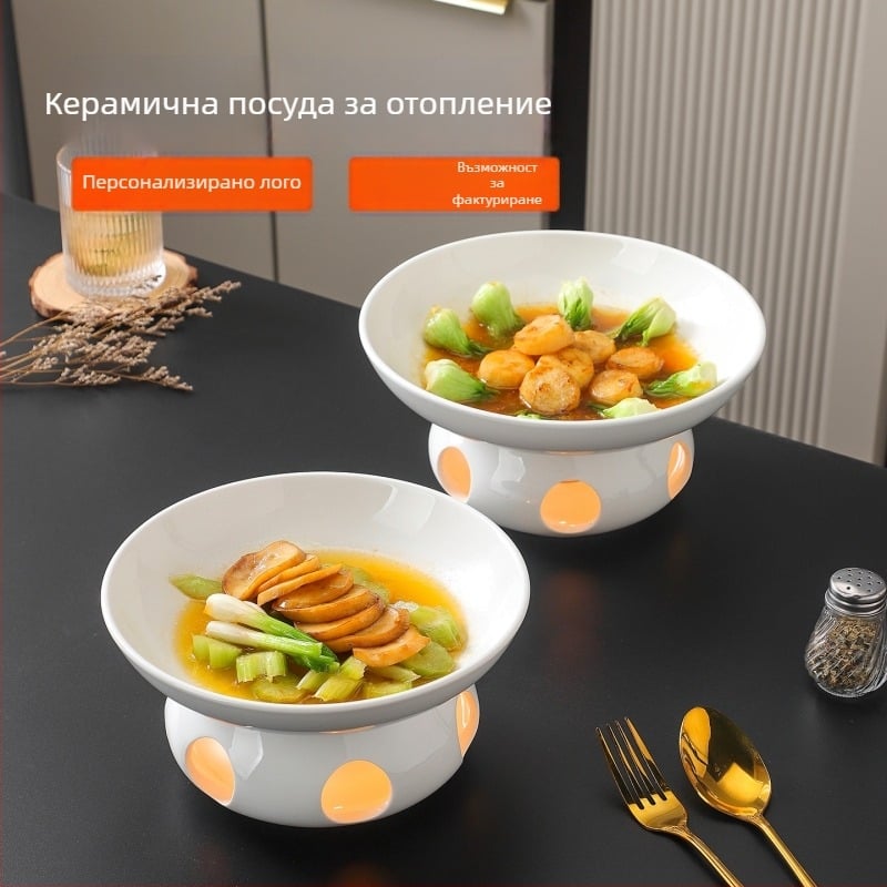 Керамичен дълбок съд, кръгъл, микровълново безопасен, за хотели и ресторанти, марка Lan Yibai