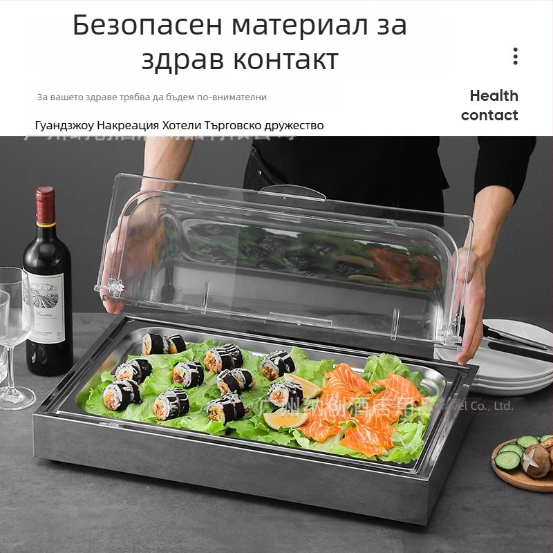 Неръждаема стоманена експозиционна маса за хотелски банкети — INS стил, марка ZHILISHI, витрина за морски дарове