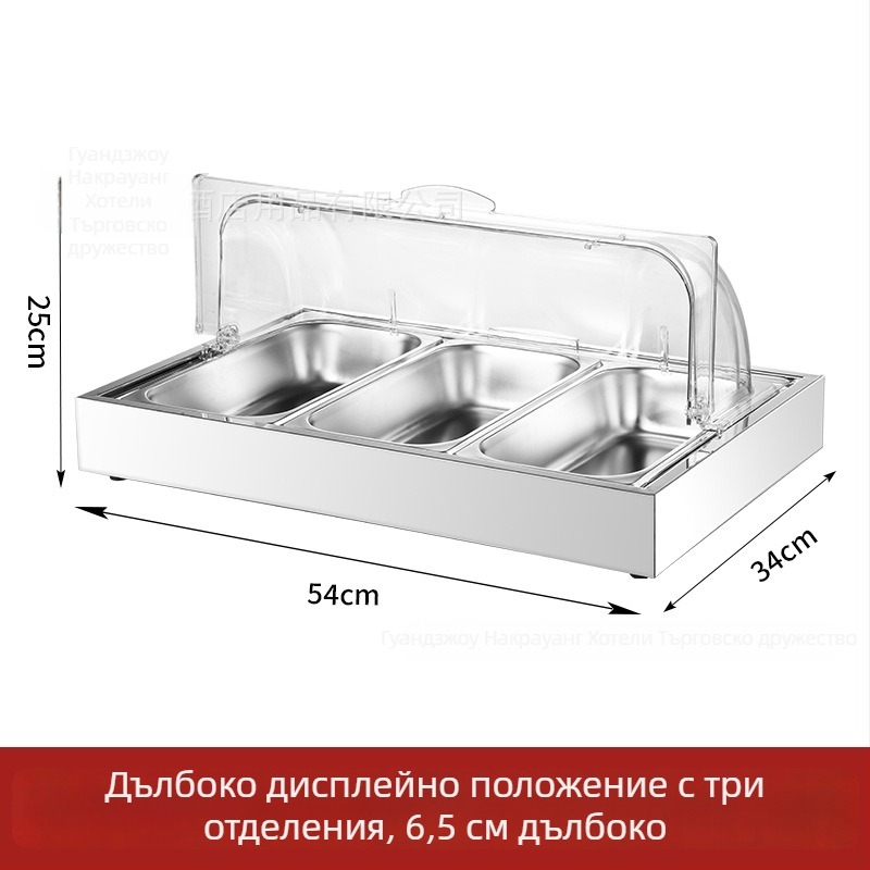 Неръждаема стоманена експозиционна маса за хотелски банкети — INS стил, марка ZHILISHI, витрина за морски дарове