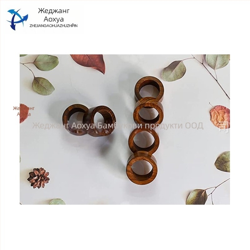 Дървен пръстен за салфетки, модерен минималистичен стил, покритие с боя или масло, персонализирана опаковка, печат на лого