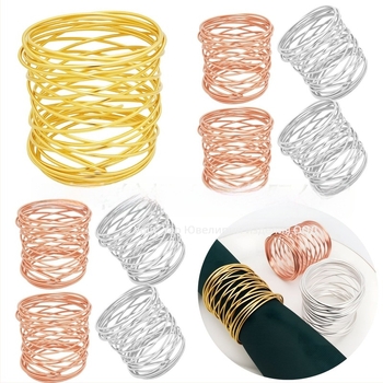 Салфетник от метален телен пръстен - електроплатиран, комплект 6 бр., XINYAO, за хотелски маси