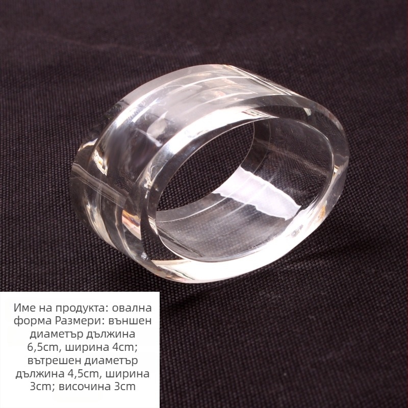 Кристален ринг за салфетки, стъкло, полигонална/кръгла/овална форма, електроплакиран завършек, творчески модел, печат на лого, лиценз за частна марка