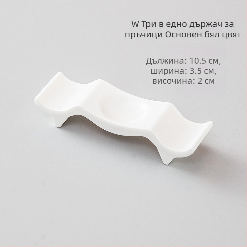 Порцеланов държач за клечки за хранене и подложка за лъжичка, двойна функция, глазирана повърхност, модерна минималистична сервировка за хотели и ресторанти