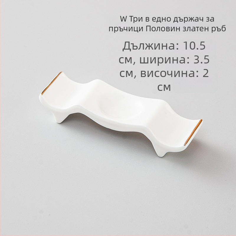Порцеланов държач за клечки за хранене и подложка за лъжичка, двойна функция, глазирана повърхност, модерна минималистична сервировка за хотели и ресторанти