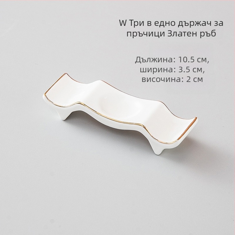 Порцеланов държач за клечки за хранене и подложка за лъжичка, двойна функция, глазирана повърхност, модерна минималистична сервировка за хотели и ресторанти