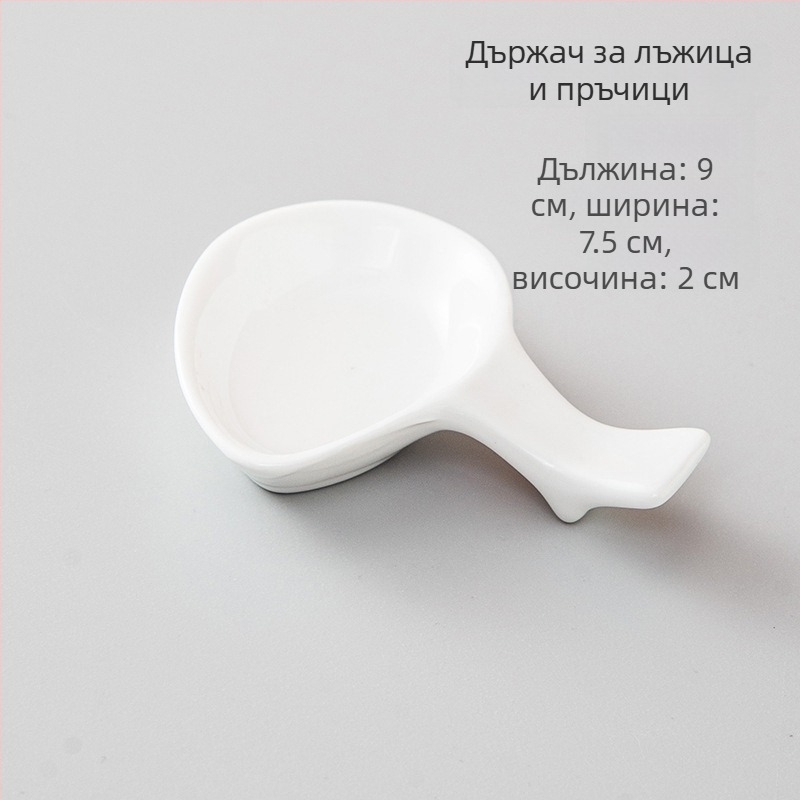 Порцеланов държач за клечки за хранене и подложка за лъжичка, двойна функция, глазирана повърхност, модерна минималистична сервировка за хотели и ресторанти