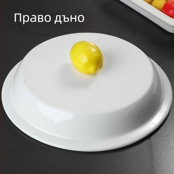 Порцеланов комплект за бюфет – правоъгълни порционни купи и кръгли порцеланови чинии за хотелска сервировка