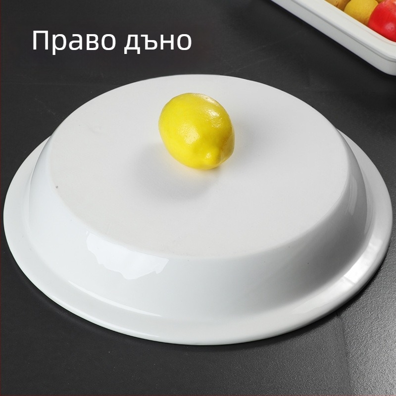 Порцеланов комплект за бюфет – правоъгълни порционни купи и кръгли порцеланови чинии за хотелска сервировка