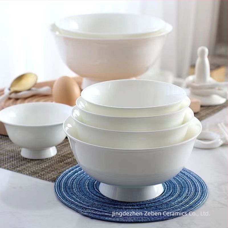 Bone China купа за супа, бяла, голям размер, микровълнова безопасна, за дома, рамен и инстант лапша