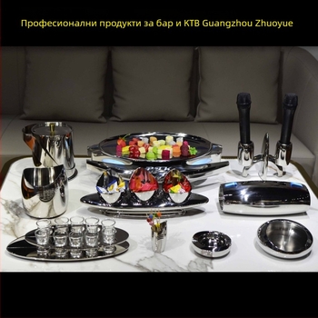 Комплект неръждаема стомана за хотелска сервировка на маса – полирана повърхност, китайски стил; бар/нощен клуб аксесоари: плодова чиния, пепелник, кофа за лед