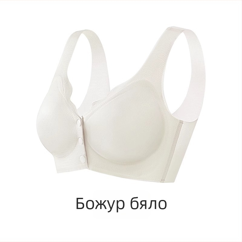 Бюстгалтер за кърмене — летен тънък модел, антиувисване, повдигащ ефект; Материя: найлон; Подплата: спандекс (<30%); Чашки: тънки формовани; Без метален пръстен; Предно закопчаване; Подходящ за всички етапи на кърмене