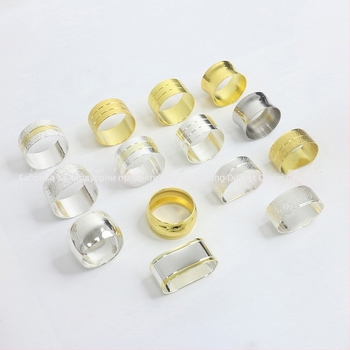 Пръстен за салфетки за хотелски маси, флорална двойна линия, дантелен кант, меден с електроплакиране, западен стил