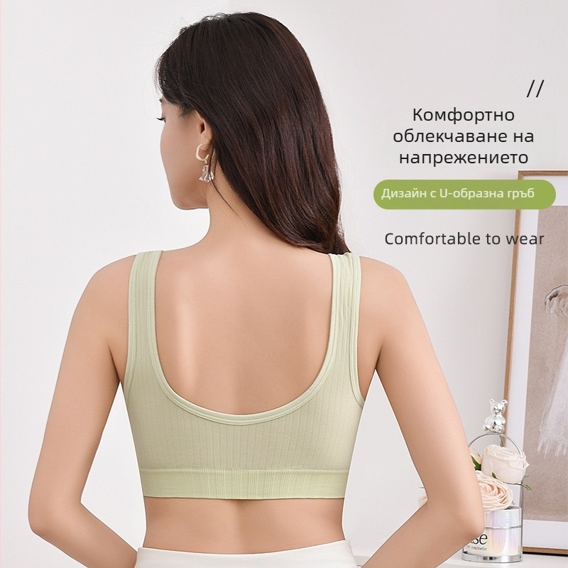 Безжичен спортен сутиен-жилетка, нейлонов основен плат, чашка 3/4 със средна формовка, презрамки фиксирани двойни