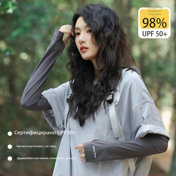 Ice Silk ръкави за слънцезащита за жени — дишащи, свободни, за шофиране и колоездене; полиестер 51–60% и спандекс ≤10%