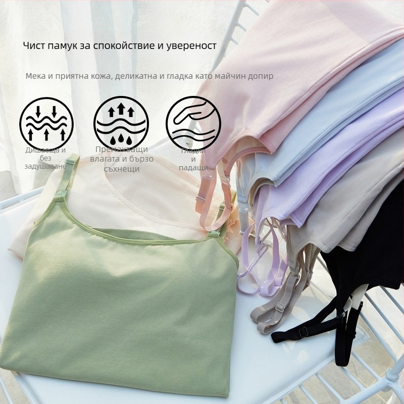 Памучен потник за кърмене за бременни – 100% памук, без подпора, подходящ за всички сезони, дебелина на плата 141–160 g/m2