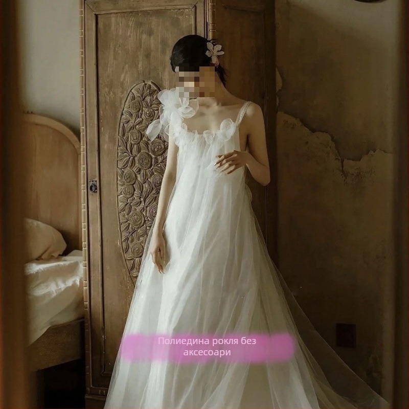 Мини сватбена рокля с едно рамо, А-линия, Chenille-Spandex смес, без ръкави, пролет 2024