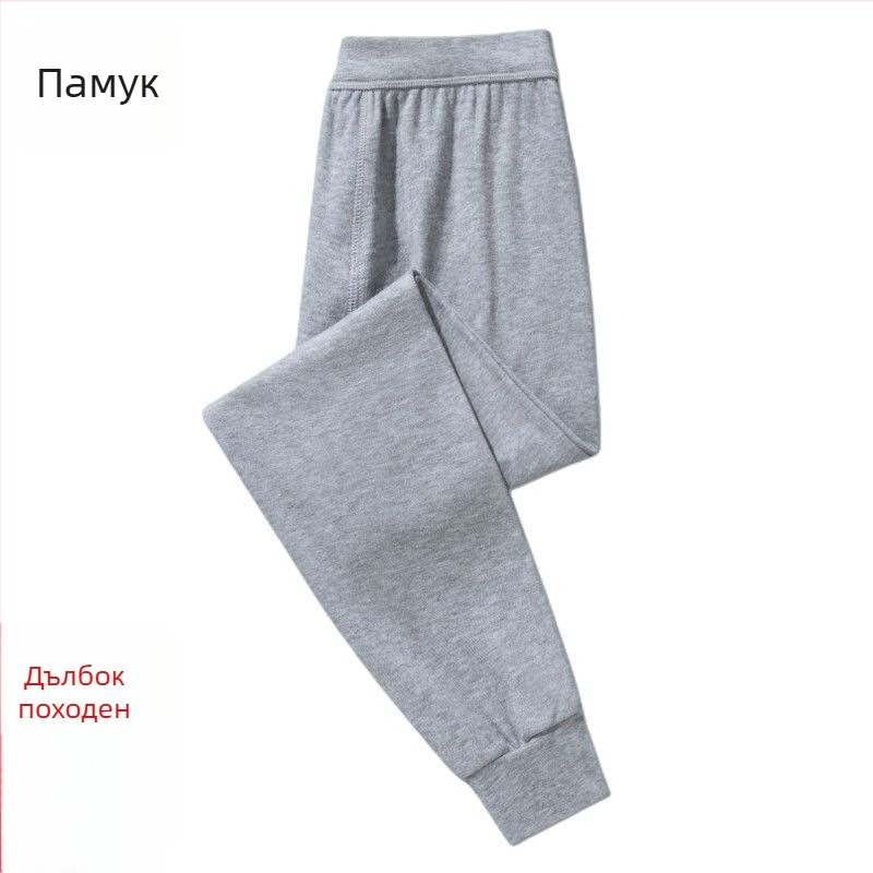 Мъжки термални панталони от 100% памук с висока талия, дължина 3/4, ветроустойчиви