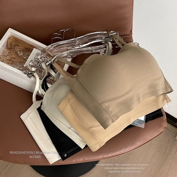 Сутиен с тръба с двойни презрамки, без гръб, 3/4 чашка, тънки формовани чашки