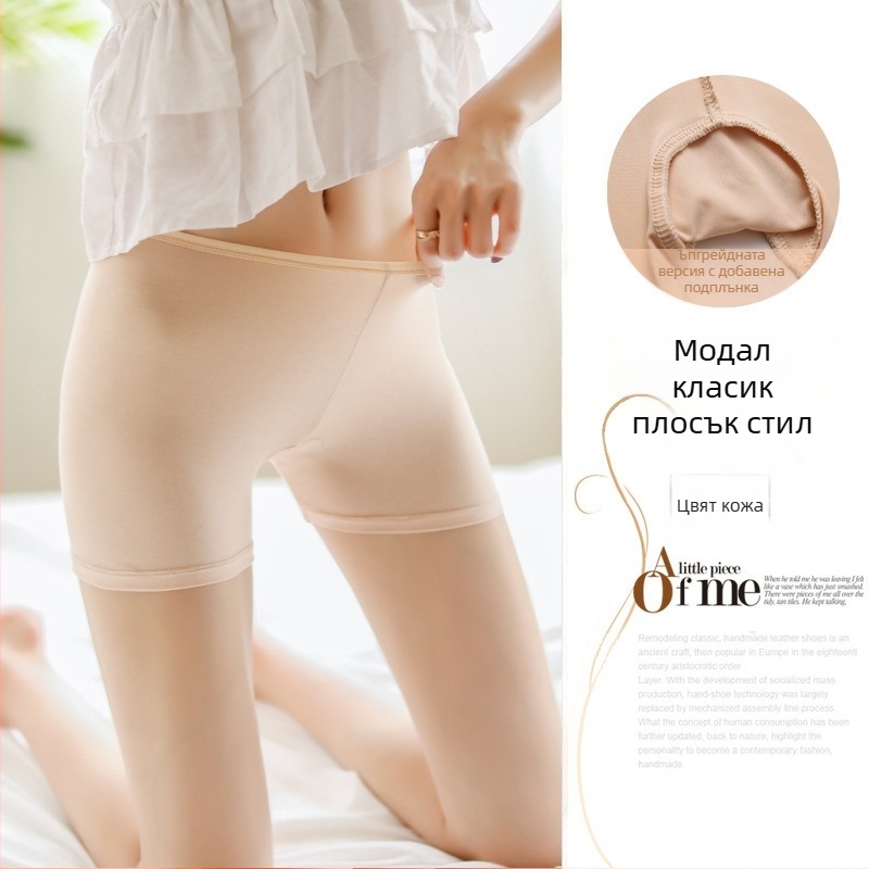 Дамски безопасни къси панталони, полиестер 95%, средна талия, едноцветен модел, подплата от ледена коприна