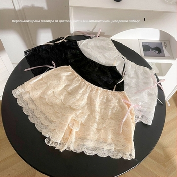 Дамски защитни шорти с дантела, средна талия, леки найлонови трикотажни, 84% найлон, летен стил