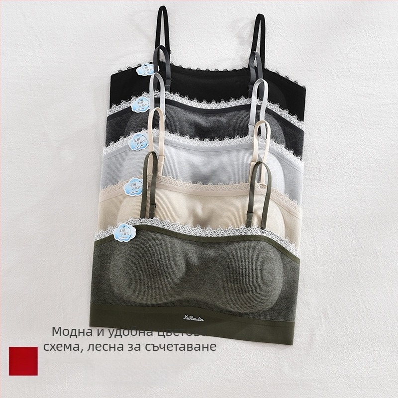 Brushed плат за топлина – дамски сутиен с пълна чашка, стил Tube-top с дантела на гърба, фиксирани презрамки, подплата от акрилова нишка