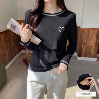 Топ за кърмене за послеродово носене, есенно-зимна колекция, 95% памук, кръгла яка, дълги ръкави, нормална дължина (50–65 cm)