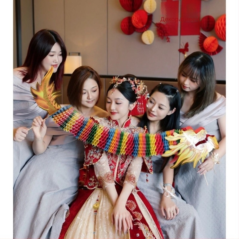 Сватбен фотопроп: хартиен дракон за танц на дракон, марка Yisheng; опаковка: OPP пакет; материал: хартия; предназначение: сватба