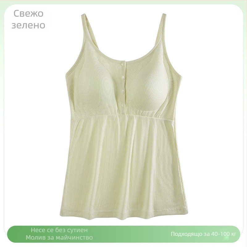 Бременна кърмеща потничка за сън с V-образно деколте, презрамки, без ръкави, отвори за кърмене, 50–70% вискоза